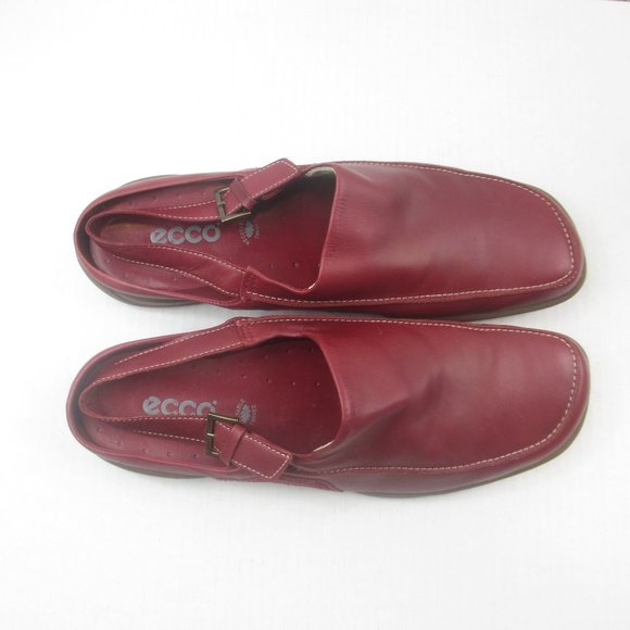 Stylish Men\'s Ecco Closed Toe Sling-Back Maroon Leather and Suede Sandals 8.5 main image 6